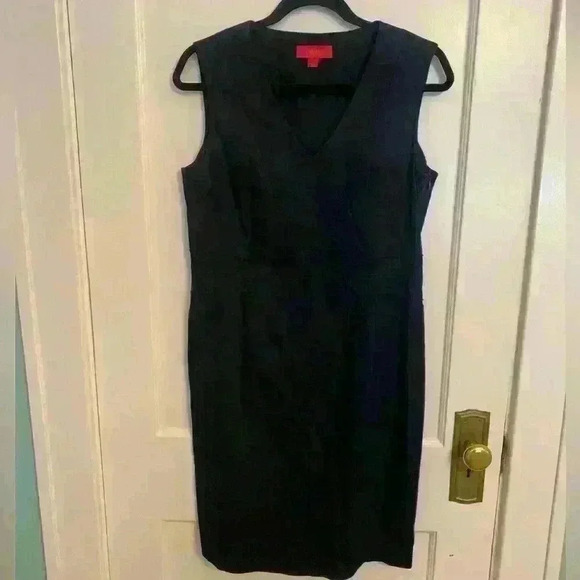 LaVia18 Navy Linen Like Cotton Dress, Italian size 46, Women’s Size 10 - Picture 2 of 13